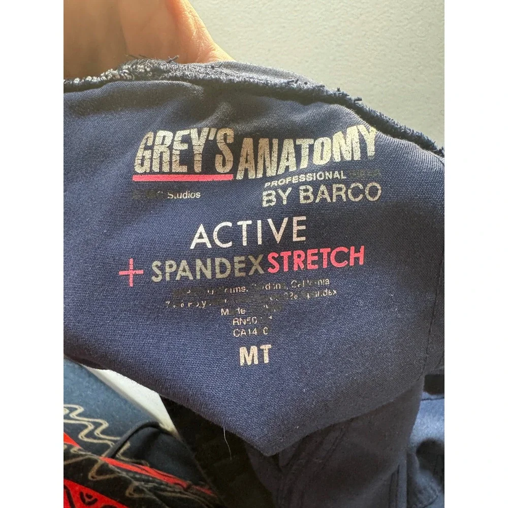 Greys Anatomy by Barco Navy Blue Scrub Set Spandex Stretch Top L Jogger Pants MT